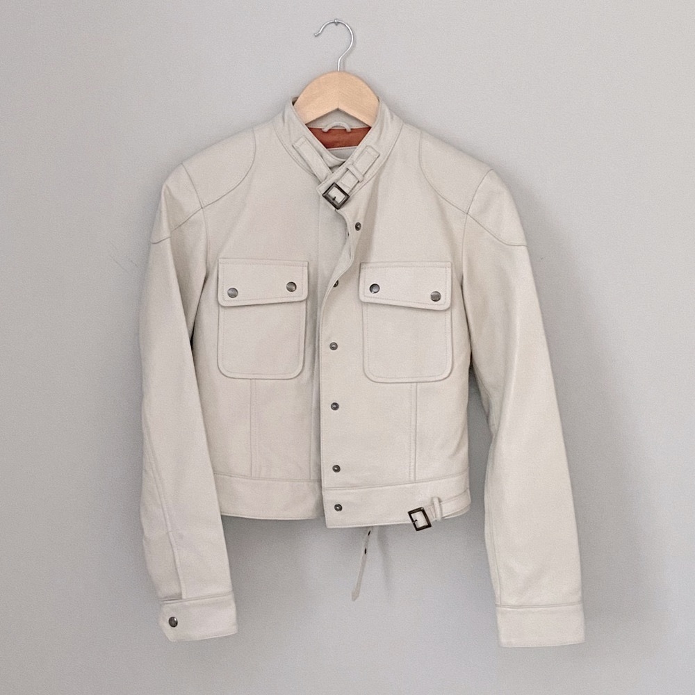 URBAN BEHAVIOR Beige Leather Moto Jacket